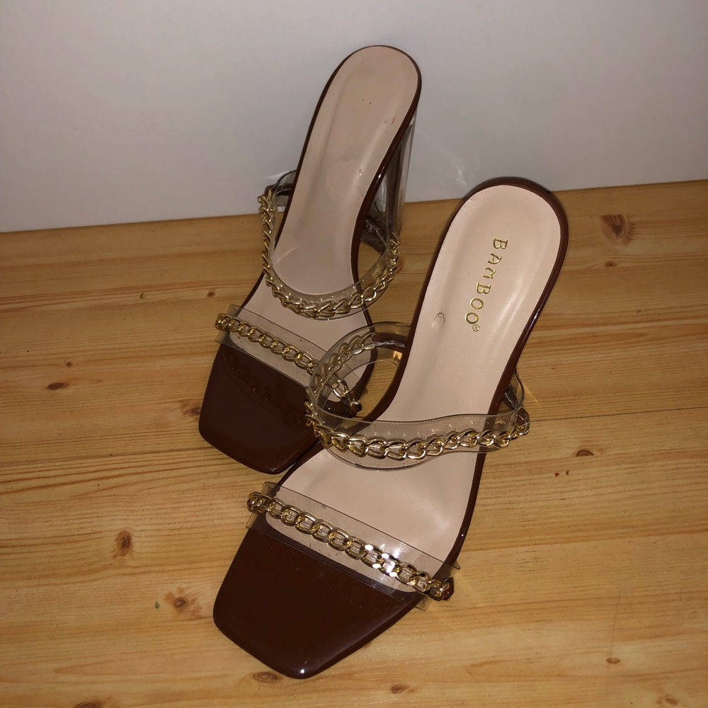 Chocolate Brown Strapless Heels